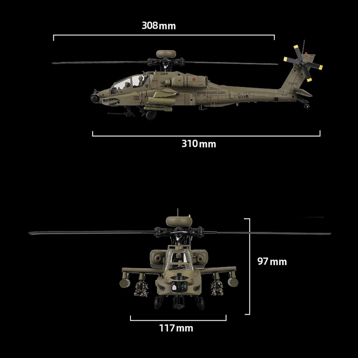 310MM 6CH C170 AH-64D Remote C - đánh giá và giá Rc Helicopter Large